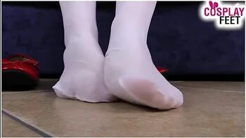 Hot Nurse In White Stockings And Red Balletflats Foot Tease