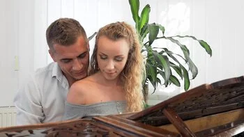 Skinny teen Angel Emily fucked on the sofa with passion