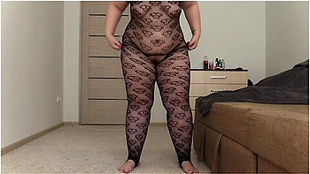 Foot Fetish With Fat Legs. Appetizing Bbw Dressed A Sexy Costume