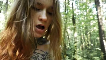 Petite Ginger Teen Masturbates and Squirting in Public Park