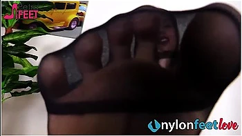 Brunette Spreads Her Toes In Nylons With Petra Feet