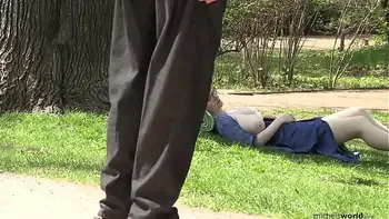 saggy natural big tits in public