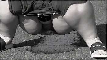 Mature Bbw Milf With A Big Bush On Her Pussy Pisses On The Road