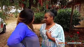 Amateur BBW Ebony Lesbians Use Double Dildo in Wild Homemade Sex