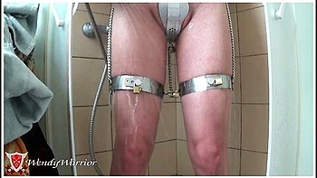 Pissing Through A Chastity Belt, It Leaks On My Legs