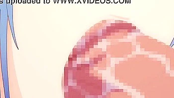 His dick is thrust out and he gives her a blowjob, thrusting it deep into her throat and making her cum in his mouth.