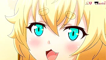 She lets out a pleasurable moan as the men's penises are inserted into her.