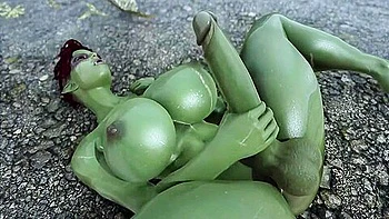 Orc Jerking Off Her Huge Dick In The Rain