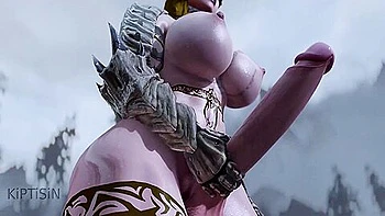 Powerful Futanari Warrior Jerking Off Her Big Cock