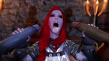 Two Futanari Elfs Fuck Juicy Redhead Warrior Babe 1