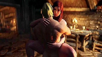 Red Haired Beautiful Baby Warrior And Sex By The Fireplace With A Dragonborn Nord 1
