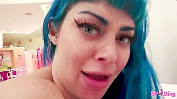 Jewelz Blu Blue Haired Seductress Jewelz Blu Welcomes Two Dicks Into Her Throbbing Holes Poland