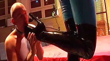 Fantastic German Domina Plays With Her Tied Man