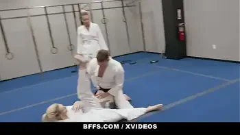 Karate Hotties (Olivia Grey) (Abigail Peach) (Bella Rolland) Share their instructors big cock - BFFS