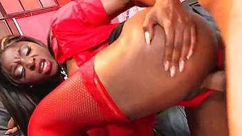 Sexy Black Woman With Big Boobs, Jasmine Webb, Wearing Some Provocative Lingerie And Fishnet Stockings