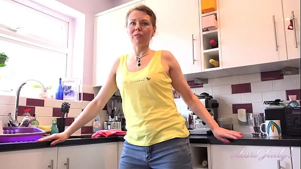 AuntJudys - 46yo Natural FullBush Amateur MILF Alexia gives JOI in the Kitchen