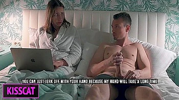 : Stepmom Helps To Cum Stepson In Share Bed While Working Till Get Pussy Creampie And Facial