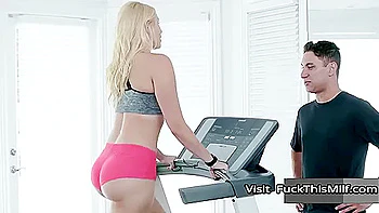 Big Ass Blonde Married Woman Seduces Her Hunk Personal Trainer During Workout - Hotel