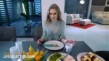 Lingerie models catch you peeping and fuck your brains out