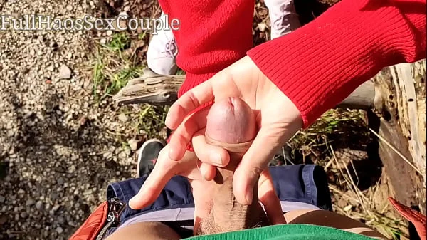 I Spy A Petite In The Woods Handjob Cock Cumshot