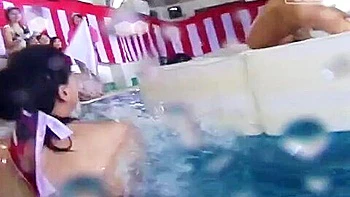 Japanese pool sumo game JAV stars in micro bikinis