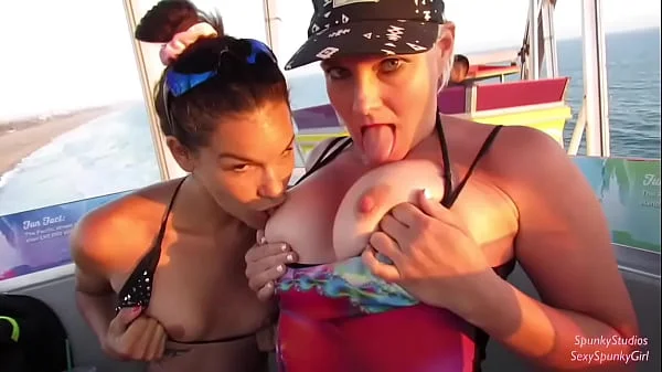 Ferris Wheel Blowjob Surprise! / My Girl & Her 18yo Teen Friend Give Me a Super Risky Double Blowjob in Public