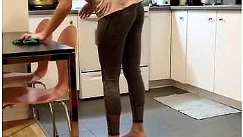 Casually Wetting In The Kitchen