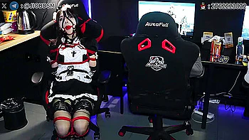 cosplay maid bound by game man