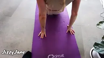 Step Sister Loves Yoga And Making Him Cum in Her Panties and Bike Shorts