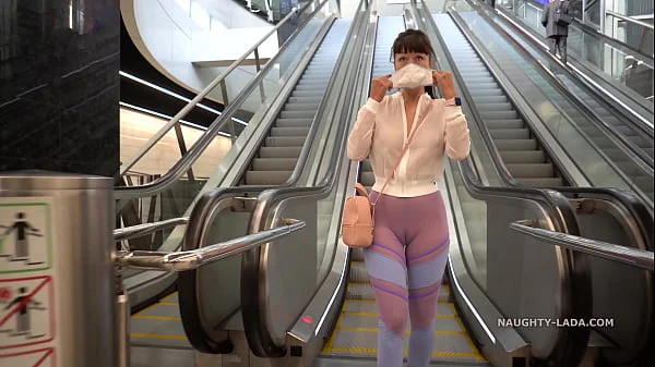 Transparent leggings and sheer shirt in public