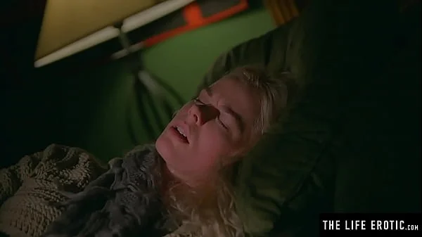 Stunning blonde drenched in sweat as she masturbates to an orgasm