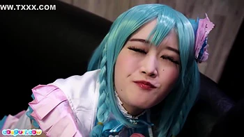 Ria Kurumi In Asian Cosplayer Jerks Off His Cock Until He
