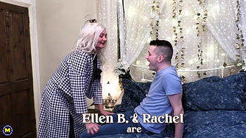 An Old And Young Threesome Between Cougar Ellen B, Curvy Mature Rachel And Her Stepson