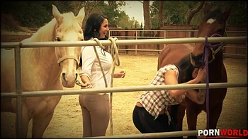 Busty Barnyard - Two Lesbian Bombshells Cram Their Twats