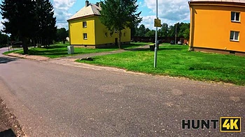 HUNT4K. Redhead babe was really shy to fuck while girlfriend was watching