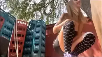 Outdoor squirt show Hotfallingdevil , hide in Yard and squirt hard