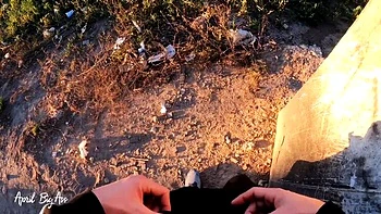 April BigAss Drinks Piss on Street in Real Outdoor Risk