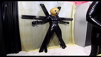 Bondage Domination for a Slave in Latex Dress
