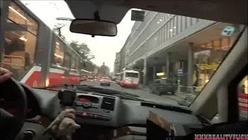 Sexy bitches pick up horny dude for fuck and facial cum