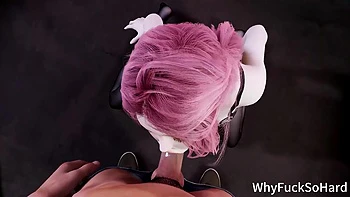 3D Pink Hair Skinny Asian Wife Have BDSM Sex with Big Cock