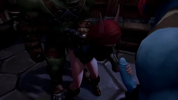 Elf double teamed by an Ork and a Troll