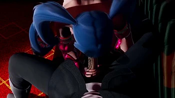 Blue Haired girl is fucking customer in the club