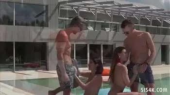 Sunbathing turns into a foursome