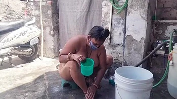 Desi Bhabhi Outdoor Bath Fun With Maid - Indian Aunty Nude HD