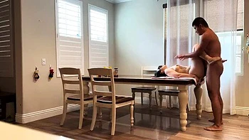 Fucking My Buddy's Wife on the Dining Table While He's Out of Town - Asian MILF Brunette Loud Moaning
