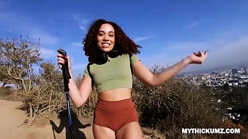 Thick ass hiking ebony picks up dick on her trip for a deep hammering session