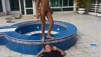 Pissing slaves get golden shower