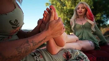 Lola Fae And Andi Avalon Lesbian Foot Worship - Licking Feet & Cum on Soles
