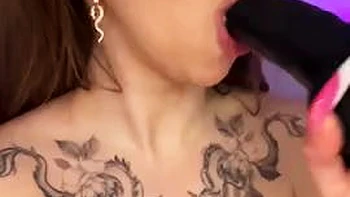 Adrianna Savu rails faux-cock between enormous mounds - super fuckin hot