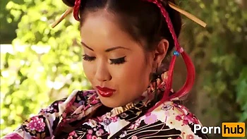 Cosplay genisha plays outdoors: Fansly, Asian  Masturbation Porn